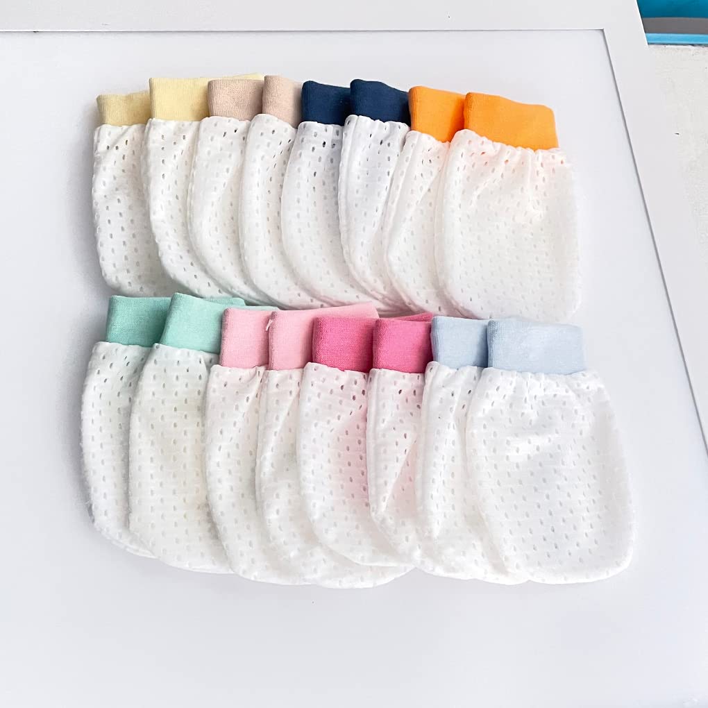 Adeimoo Baby Boy Girl No Scratch Silk Cotton Mittens Mesh Breathable Drawstring Gloves for Newborn Toddler Infants 8 Pack (Eyelet Mitten) - Image 2